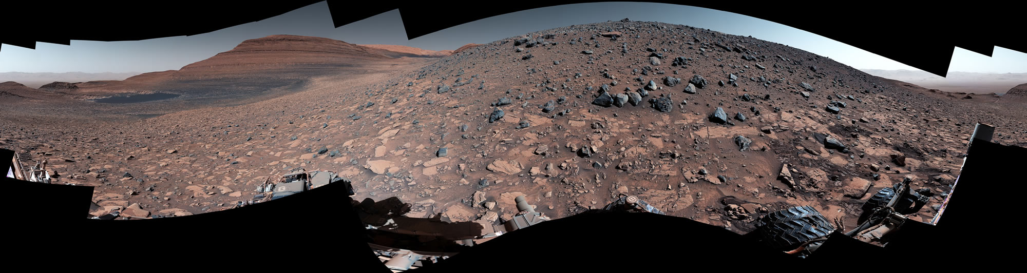 NASA的好奇号到达水留下碎片堆积的火星山脊