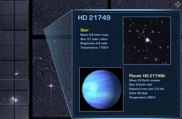 艺术家对 HD 21749b 的印象，它是海王星下的三倍，质量是地球的 23 倍。</p><p>HD 21749b 距离地球约 53 光年，绕着一颗太阳大小的太阳运行.jpg
