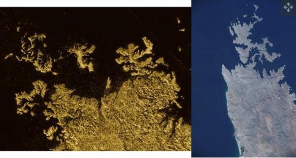 土卫六Ligeia Mare 的一部分，显示了一条海岸线，其中山谷被液态甲烷海洋淹没.jpg