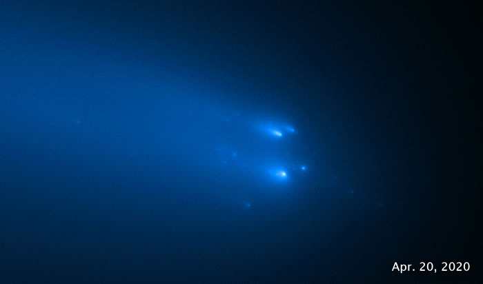 哈勃太空望远镜拍摄到阿特拉斯彗星C/2019 Y4 (ATLAS)分裂成30块